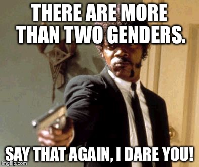 Say That Again I Dare You | THERE ARE MORE THAN TWO GENDERS. SAY THAT AGAIN, I DARE YOU! | image tagged in memes,say that again i dare you | made w/ Imgflip meme maker