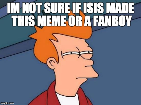 Futurama Fry Meme | IM NOT SURE IF ISIS MADE THIS MEME OR A FANBOY | image tagged in memes,futurama fry | made w/ Imgflip meme maker