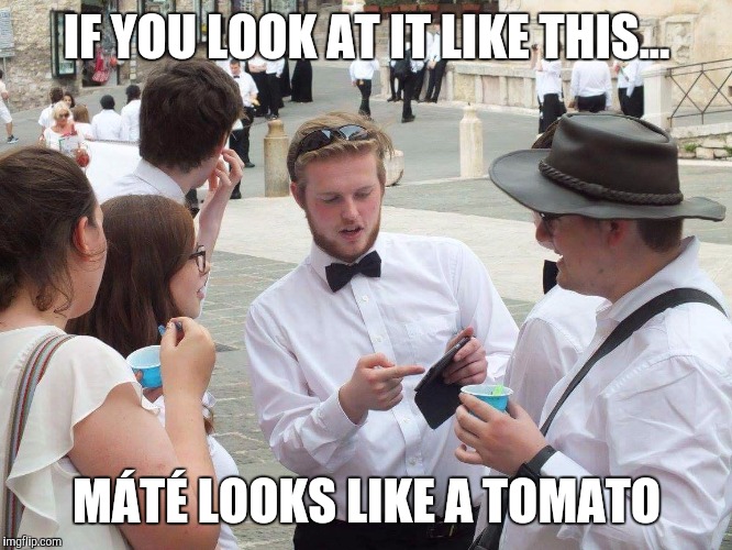 If you look at Máté like this v2 | IF YOU LOOK AT IT LIKE THIS... MÁTÉ LOOKS LIKE A TOMATO | image tagged in if you look at it like this,memes,mt,tomato,thatbritishviolaguy | made w/ Imgflip meme maker