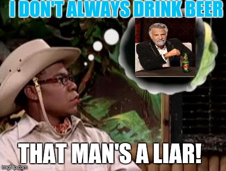 Brian Fellows | I DON'T ALWAYS DRINK BEER; THAT MAN'S A LIAR! | image tagged in that bird's a liar,brian fellows,the most interesting man in the world,memes | made w/ Imgflip meme maker