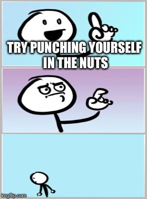 TRY PUNCHING YOURSELF IN THE NUTS | made w/ Imgflip meme maker