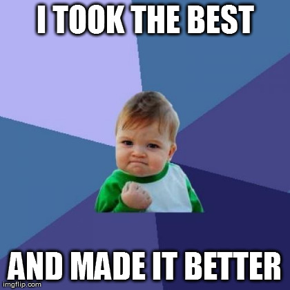 Success Kid Meme | I TOOK THE BEST AND MADE IT BETTER | image tagged in memes,success kid | made w/ Imgflip meme maker