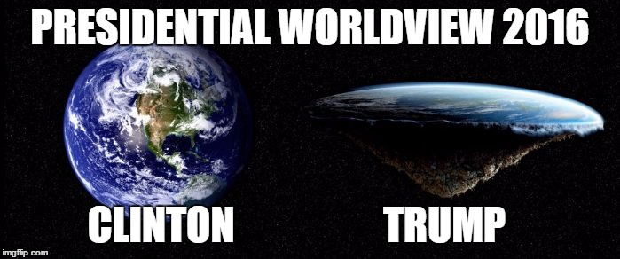 Clinton vs. Trump | PRESIDENTIAL WORLDVIEW 2016; CLINTON                   TRUMP | image tagged in roundflat,presidential race | made w/ Imgflip meme maker