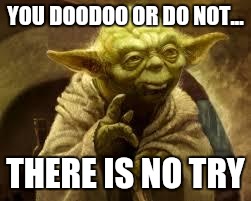 yoda | YOU DOODOO OR DO NOT... THERE IS NO TRY | image tagged in yoda | made w/ Imgflip meme maker
