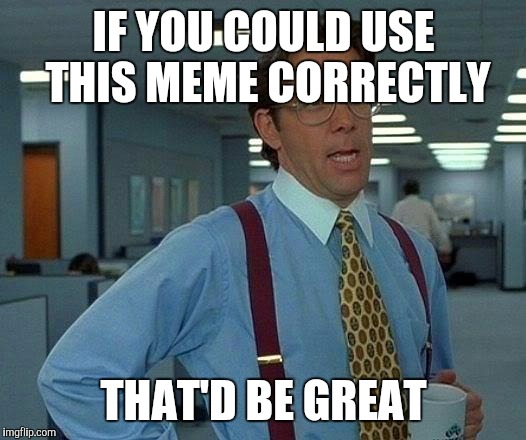 That Would Be Great Meme | IF YOU COULD USE THIS MEME CORRECTLY; THAT'D BE GREAT | image tagged in memes,that would be great | made w/ Imgflip meme maker