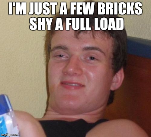 10 Guy Meme | I'M JUST A FEW BRICKS SHY A FULL LOAD | image tagged in memes,10 guy | made w/ Imgflip meme maker