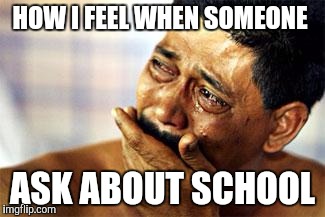 School begins in less than a week | HOW I FEEL WHEN SOMEONE; ASK ABOUT SCHOOL | image tagged in school begins in less than a week | made w/ Imgflip meme maker