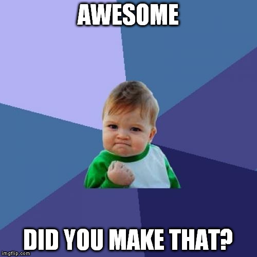 Success Kid Meme | AWESOME DID YOU MAKE THAT? | image tagged in memes,success kid | made w/ Imgflip meme maker