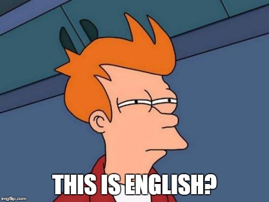 Futurama Fry | THIS IS ENGLISH? | image tagged in memes,futurama fry | made w/ Imgflip meme maker