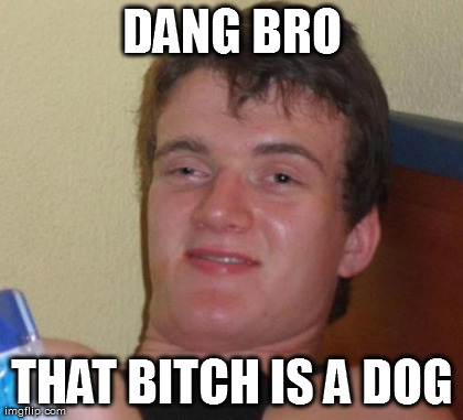 10 Guy Meme | DANG BRO THAT B**CH IS A DOG | image tagged in memes,10 guy | made w/ Imgflip meme maker