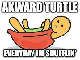 AKWARD TURTLE; EVERYDAY IM SHUFFLIN' | image tagged in akward turtle | made w/ Imgflip meme maker