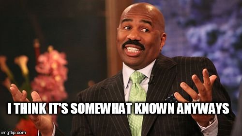 Steve Harvey Meme | I THINK IT'S SOMEWHAT KNOWN ANYWAYS | image tagged in memes,steve harvey | made w/ Imgflip meme maker