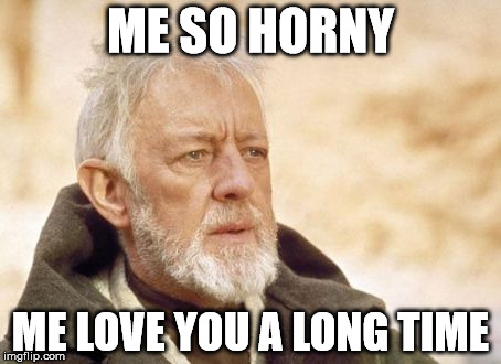 Obi Wan Kenobi Meme | ME SO HORNY; ME LOVE YOU A LONG TIME | image tagged in memes,obi wan kenobi | made w/ Imgflip meme maker
