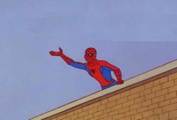 High Quality Spiderman Roof Reversed Blank Meme Template
