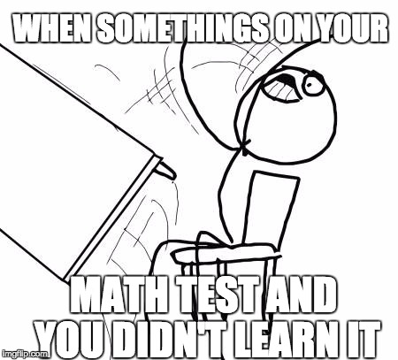 Table Flip Guy | WHEN SOMETHINGS ON YOUR; MATH TEST AND YOU DIDN'T LEARN IT | image tagged in memes,table flip guy | made w/ Imgflip meme maker