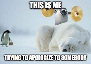 Template from Raydog ;) | THIS IS ME; TRYING TO APOLOGIZE TO SOMEBODY | image tagged in penguin with cymbals | made w/ Imgflip meme maker