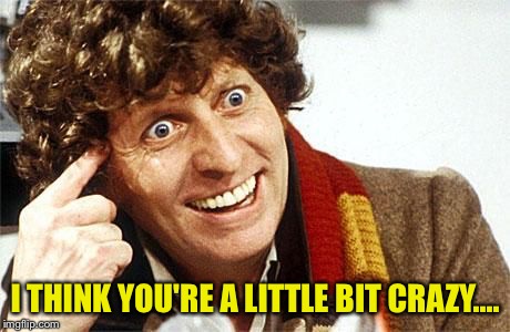 dr who crazy | I THINK YOU'RE A LITTLE BIT CRAZY.... | image tagged in dr who crazy | made w/ Imgflip meme maker