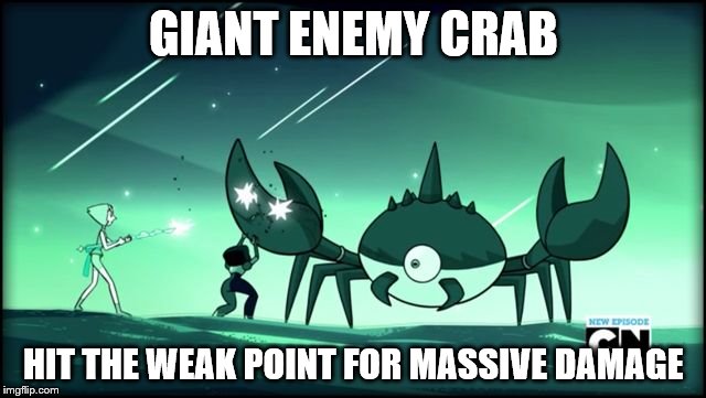 GIANT ENEMY CRAB; HIT THE WEAK POINT FOR MASSIVE DAMAGE | image tagged in giant enemy crab su | made w/ Imgflip meme maker
