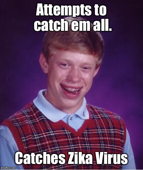 Bad Luck Brian | Attempts to catch em all. Catches Zika Virus | image tagged in memes,bad luck brian,zika virus,gotta catch em all,funny | made w/ Imgflip meme maker