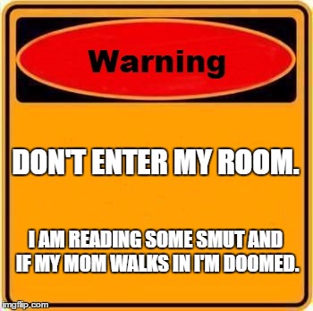 Warning Sign | DON'T ENTER MY ROOM. I AM READING SOME SMUT AND IF MY MOM WALKS IN I'M DOOMED. | image tagged in memes,warning sign | made w/ Imgflip meme maker