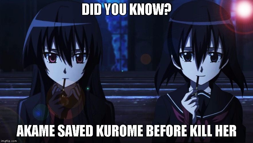 DID YOU KNOW? AKAME SAVED KUROME BEFORE KILL HER | image tagged in asdfg | made w/ Imgflip meme maker