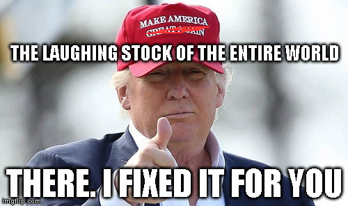 Make America Great Again | THE LAUGHING STOCK OF THE ENTIRE WORLD; THERE. I FIXED IT FOR YOU | image tagged in make america great again | made w/ Imgflip meme maker
