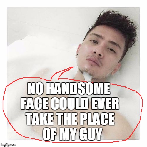 NO HANDSOME FACE COULD EVER TAKE THE PLACE OF MY GUY | image tagged in flame | made w/ Imgflip meme maker