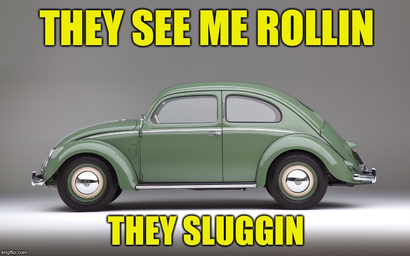 SCUMBAG BEETLE | THEY SEE ME ROLLIN; THEY SLUGGIN | image tagged in vw | made w/ Imgflip meme maker