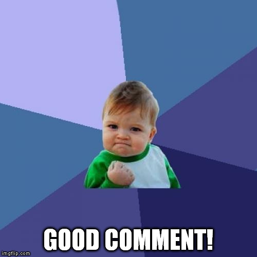 Success Kid Meme | GOOD COMMENT! | image tagged in memes,success kid | made w/ Imgflip meme maker