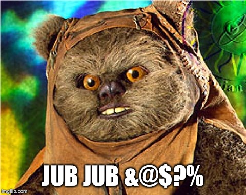Angry Ewok | JUB JUB &@$?% | image tagged in angry ewok | made w/ Imgflip meme maker