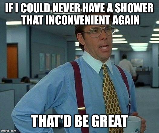 That Would Be Great Meme | IF I COULD NEVER HAVE A SHOWER THAT INCONVENIENT AGAIN THAT'D BE GREAT | image tagged in memes,that would be great | made w/ Imgflip meme maker