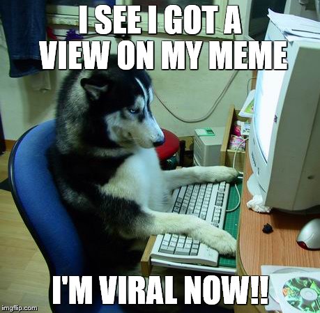 I Have No Idea What I Am Doing | I SEE I GOT A VIEW ON MY MEME; I'M VIRAL NOW!! | image tagged in memes,i have no idea what i am doing | made w/ Imgflip meme maker