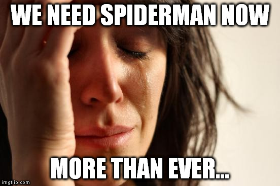 First World Problems Meme | WE NEED SPIDERMAN NOW MORE THAN EVER... | image tagged in memes,first world problems | made w/ Imgflip meme maker