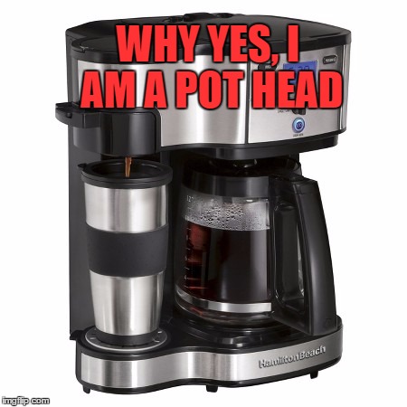 Coffee | WHY YES, I AM A POT HEAD | image tagged in coffee addict,giant coffee,24/7 coffee,java,folgers,maxwell house | made w/ Imgflip meme maker