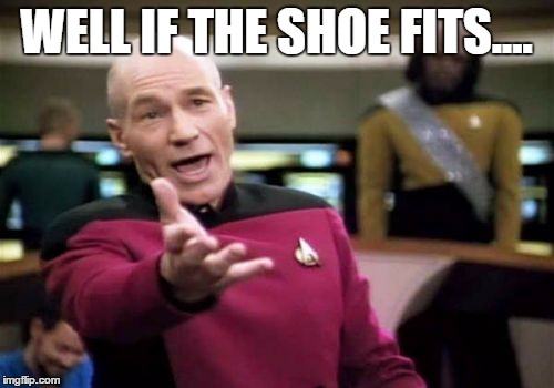 Picard Wtf Meme | WELL IF THE SHOE FITS.... | image tagged in memes,picard wtf | made w/ Imgflip meme maker