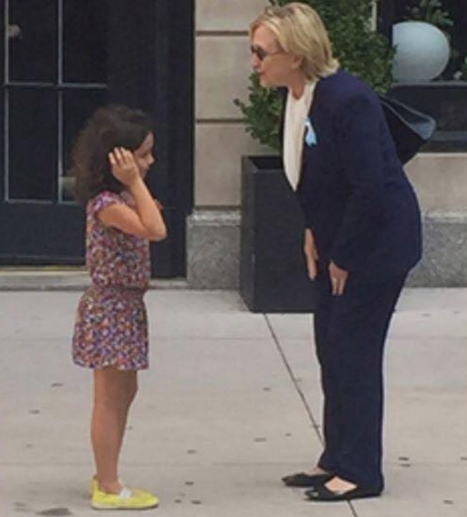 Pneumonia Clinton talks to Little Girl Blank Meme Template