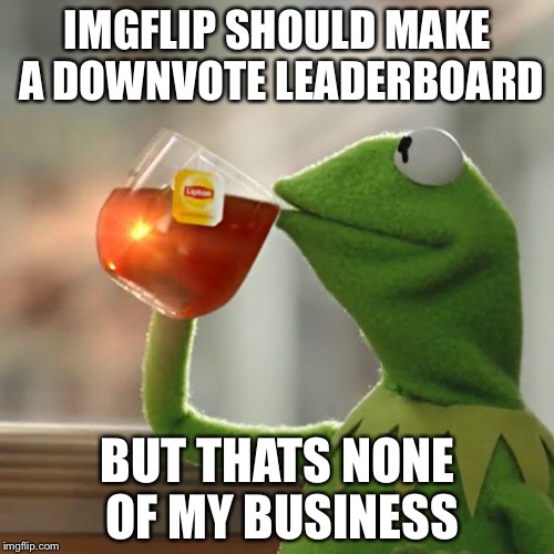 But That's None Of My Business Meme | IMGFLIP SHOULD MAKE A DOWNVOTE LEADERBOARD; BUT THATS NONE OF MY BUSINESS | image tagged in memes,but thats none of my business,kermit the frog | made w/ Imgflip meme maker