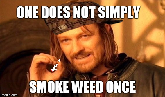 One Does Not Simply | ONE DOES NOT SIMPLY; SMOKE WEED ONCE | image tagged in memes,one does not simply,scumbag | made w/ Imgflip meme maker