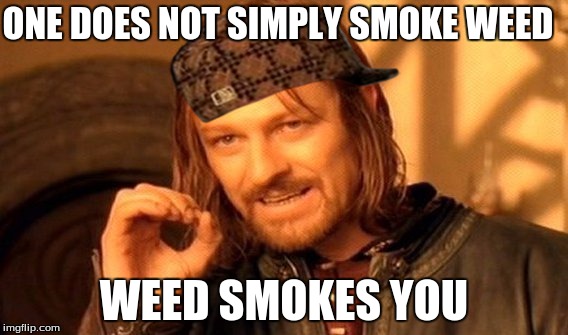One Does Not Simply | ONE DOES NOT SIMPLY SMOKE WEED; WEED SMOKES YOU | image tagged in memes,one does not simply,scumbag | made w/ Imgflip meme maker