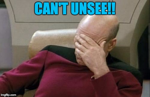 Captain Picard Facepalm Meme | CAN'T UNSEE!! | image tagged in memes,captain picard facepalm | made w/ Imgflip meme maker