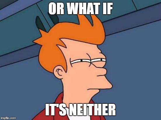 OR WHAT IF IT'S NEITHER | image tagged in memes,futurama fry | made w/ Imgflip meme maker