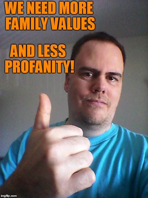 Thumbs up | WE NEED MORE FAMILY VALUES AND LESS PROFANITY! | image tagged in thumbs up | made w/ Imgflip meme maker