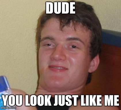 DUDE YOU LOOK JUST LIKE ME | image tagged in memes,10 guy | made w/ Imgflip meme maker