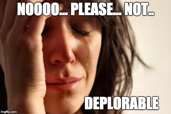 First World Problems Meme | NOOOO... PLEASE... NOT.. DEPLORABLE | image tagged in memes,first world problems | made w/ Imgflip meme maker