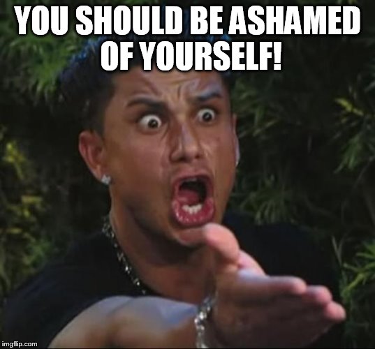 Pauly | YOU SHOULD BE ASHAMED OF YOURSELF! | image tagged in pauly | made w/ Imgflip meme maker