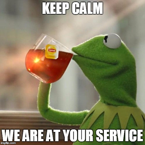 But That's None Of My Business | KEEP CALM; WE ARE AT YOUR SERVICE | image tagged in memes,but thats none of my business,kermit the frog | made w/ Imgflip meme maker