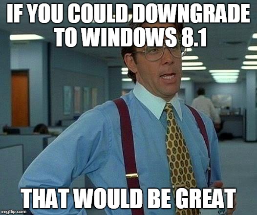 That Would Be Great Meme | IF YOU COULD DOWNGRADE TO WINDOWS 8.1; THAT WOULD BE GREAT | image tagged in memes,that would be great | made w/ Imgflip meme maker