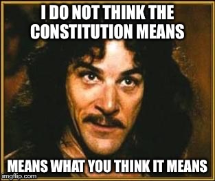 I DO NOT THINK THE CONSTITUTION MEANS MEANS WHAT YOU THINK IT MEANS | made w/ Imgflip meme maker