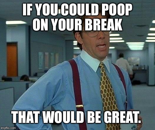 That Would Be Great Meme | IF YOU COULD POOP ON YOUR BREAK THAT WOULD BE GREAT. | image tagged in memes,that would be great | made w/ Imgflip meme maker