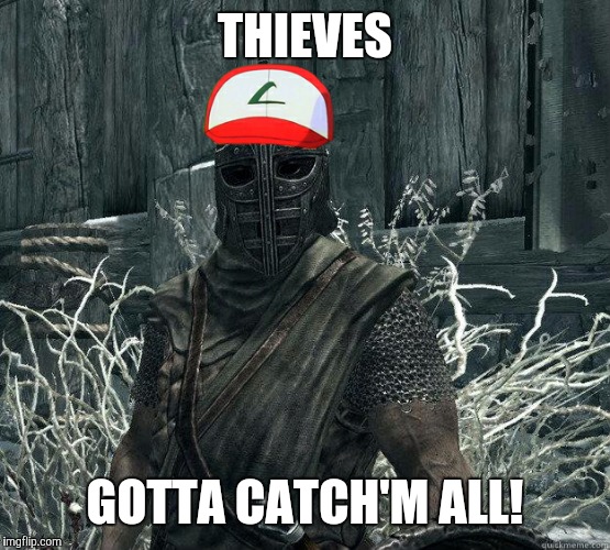 skyrimPokemon | THIEVES; GOTTA CATCH'M ALL! | image tagged in skyrimpokemon | made w/ Imgflip meme maker